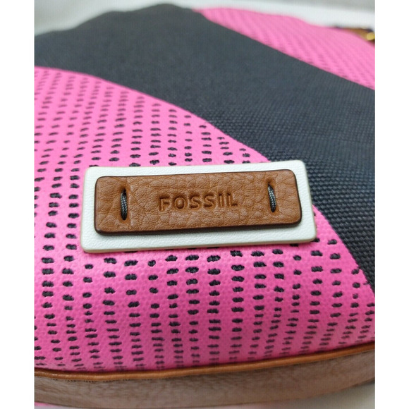 Fossil Keely Multicolor Coated Canvas Pink Dot Zipper Crossbody Bag - $128 - Picture 5 of 13